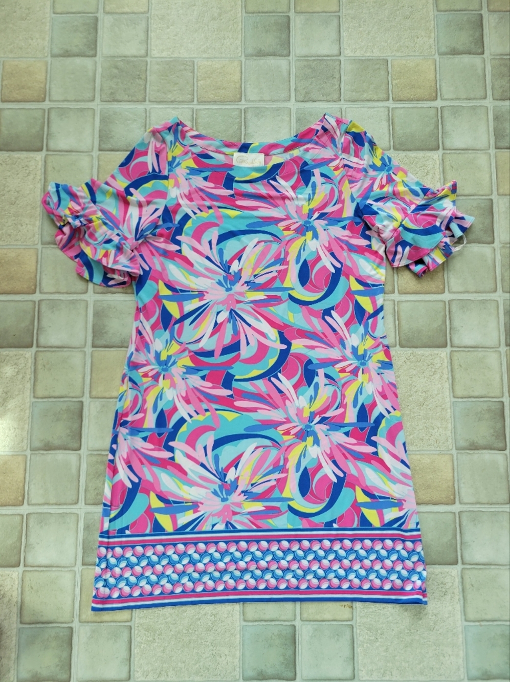 Pappagallo VICTORIA Cactus Rose Combo Jersey Multicolor Floral Shift Dress Sz XL